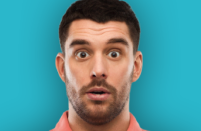 person with an eye widen expression