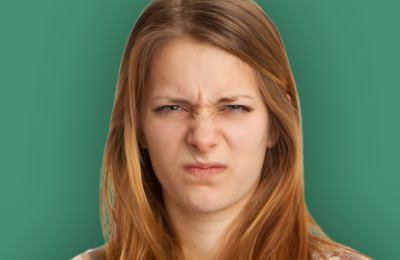 person with a nose wrinkle expression