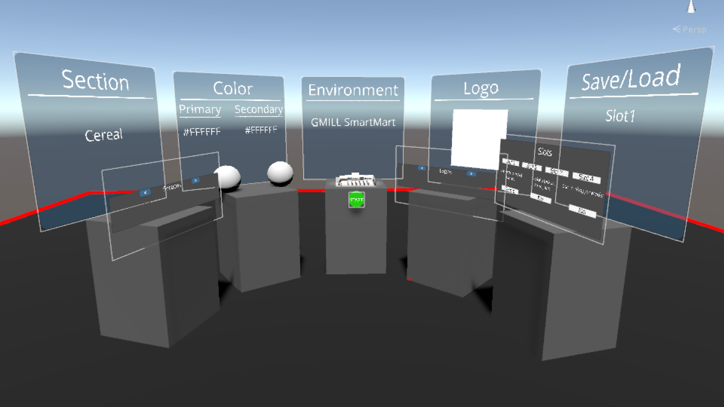 Low Fidelity prototype of Hub in VR environment
