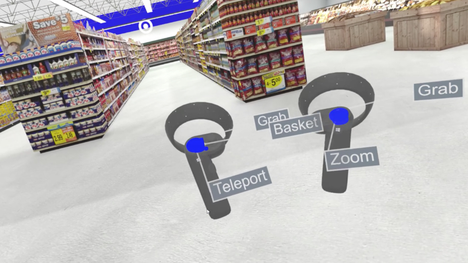 Labels on VR contorls