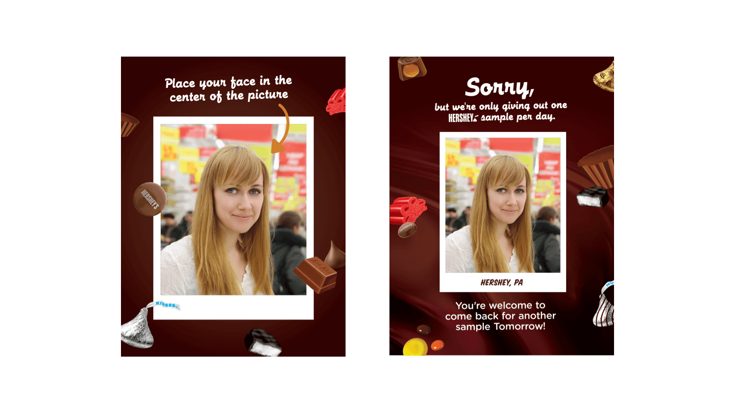 Hershey's Smile Sampler UI: Face Detection Screens