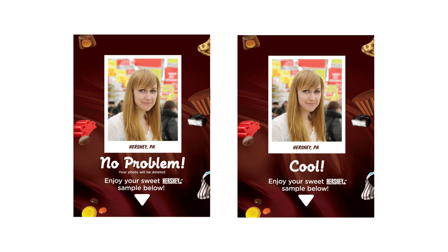 Hershey's Smile Sampler UI: Sample Despencing Screens