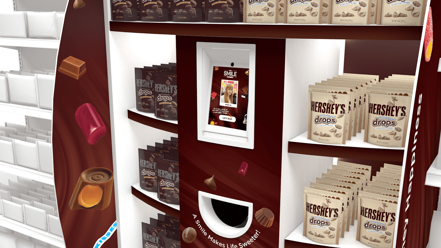 Close up, side view of Hershey's Smile Sampler in a aisle