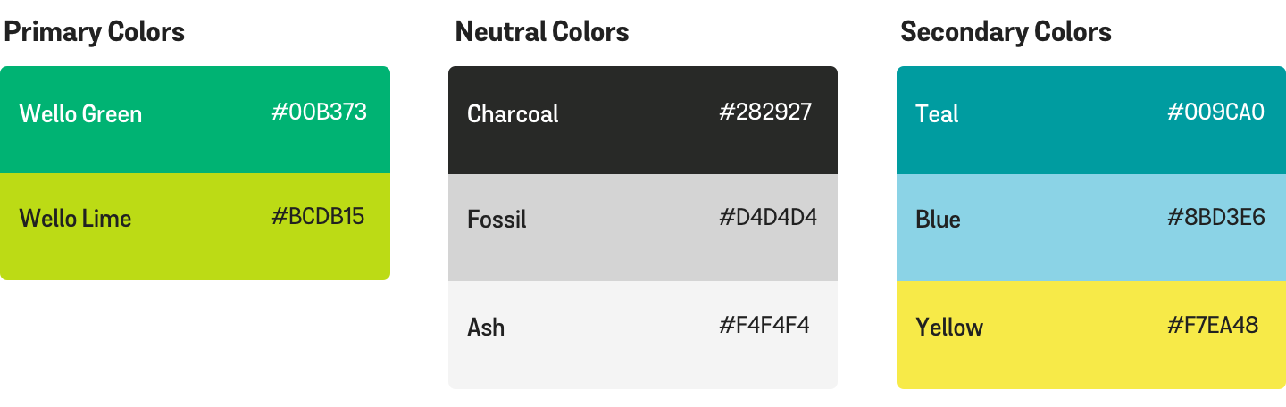 Wello brand color palette