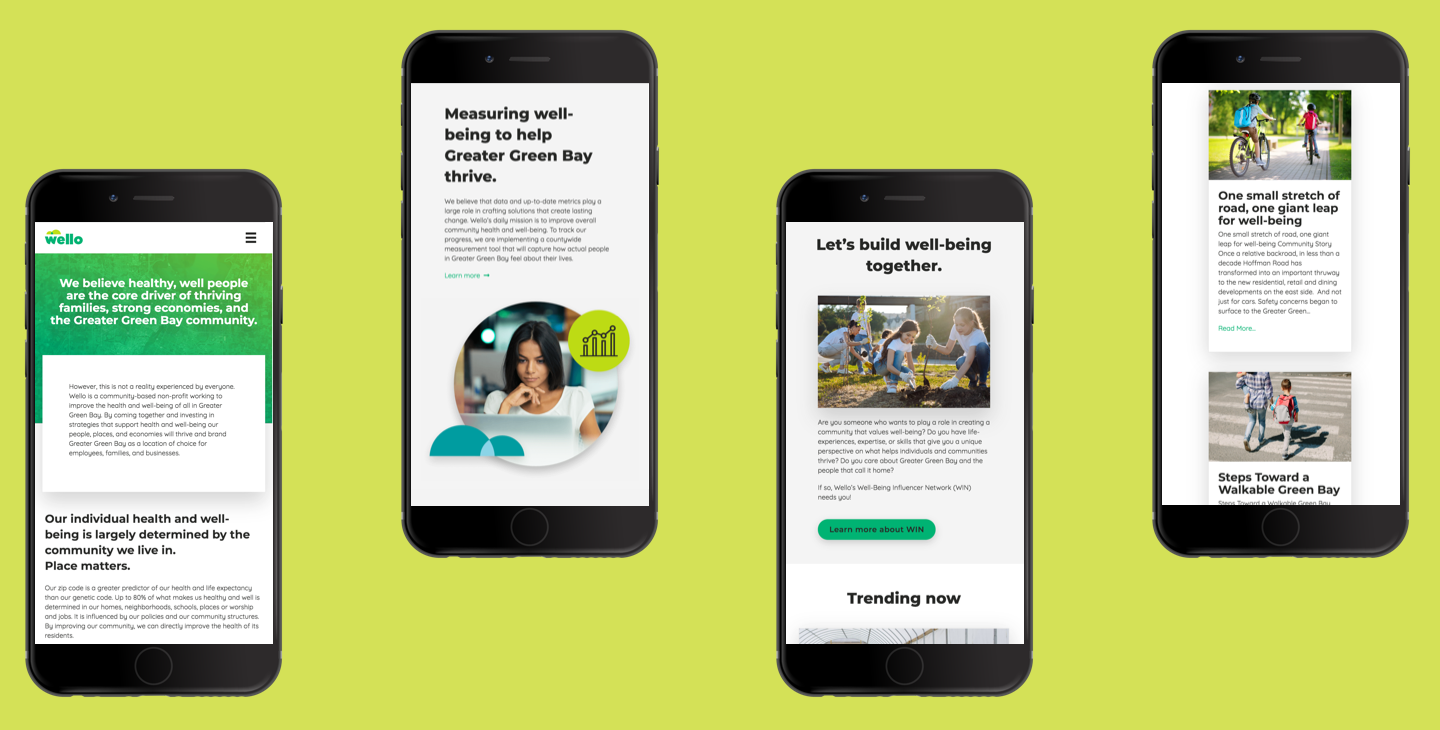 Wello website shown on mobile devices